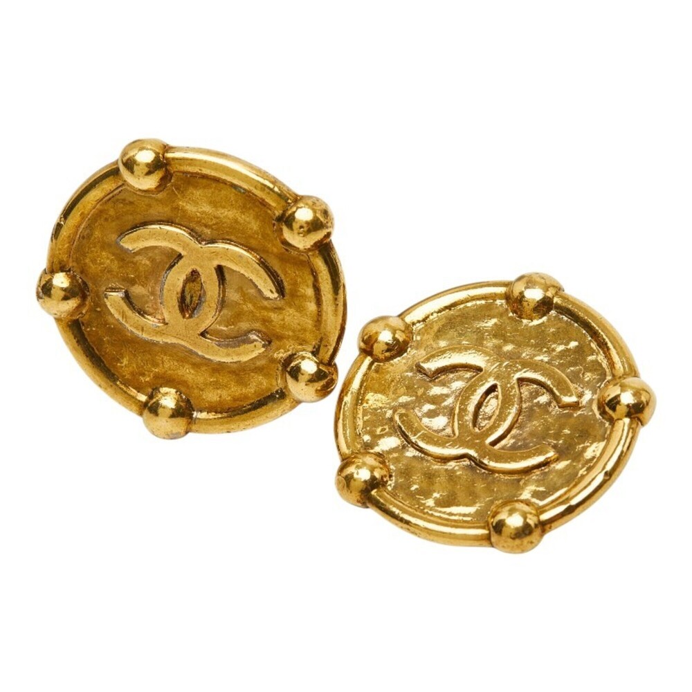 CHANEL Vintage Gold Logo Earrings